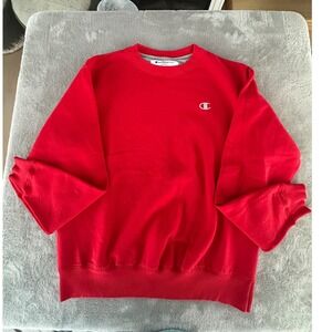 Champion Crewneck Pullover Long Sleeve Sweatshirt Red Mens Size Medium